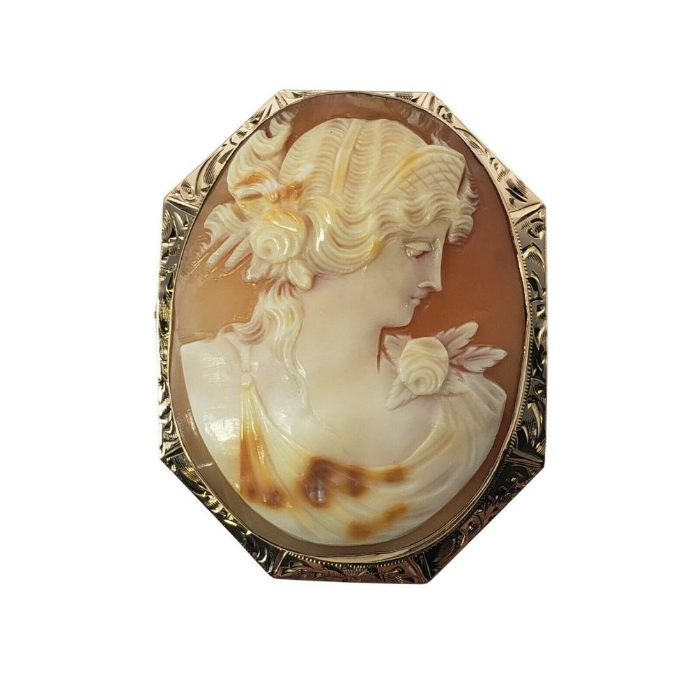 Vintage 10 Karat Yellow Gold Cameo Brooch/Pendant #11117